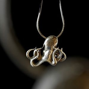 Unique handcrafted sterling silver octopus pendant and chain